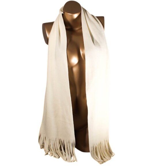 Vintage Y2K 2007 Old Navy Off-White Fleece Scarf Classic Cozy Neutral - Picture 2 of 5